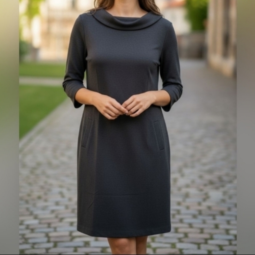 Talbots Black Cowl Neck Dress
